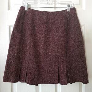 Apt 9 Textured Brown & Berry Tweed Pleated Drop-Hem Skirt Size 8P